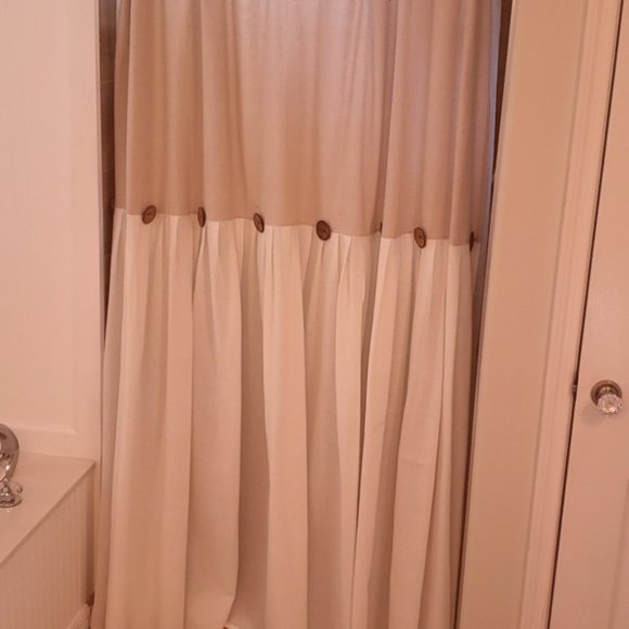 Farmhouse Style Linen Button Shower Curtain